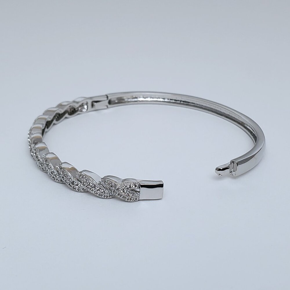 14K White Gold Womens 2ct Diamond Bangle Bracelet 14 K Sterling Silver Jewelry - Picture 6 of 7